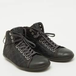 Louis Vuitton Black Damier Graphite Nylon and Leather High Top Sneakers Size 43