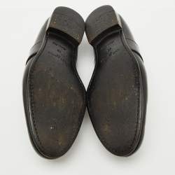 Louis Vuitton Black Damier Leather Santiago Slip On Loafers Size 43.5