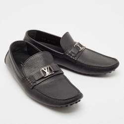 Louis Vuitton Black Leather Hockenheim Loafers Size 43