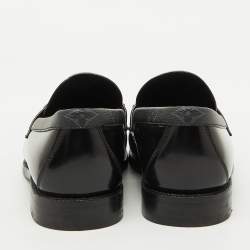 Louis Vuitton Black Leather and Monogram Canvas Major Loafers Size 39