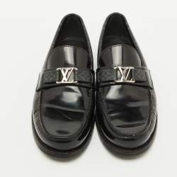 Louis Vuitton Black Leather and Monogram Canvas Major Loafers Size 39