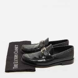 Louis Vuitton Black Leather and Monogram Canvas Major Loafers Size 39