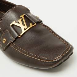Louis Vuitton Dark Brown Leather Monte Carlo Loafers Size 44