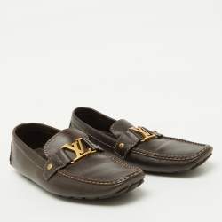 Louis Vuitton Dark Brown Leather Monte Carlo Loafers Size 44