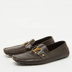 Louis Vuitton Dark Brown Leather Monte Carlo Loafers Size 44