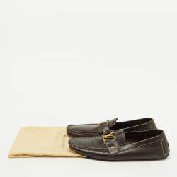 Louis Vuitton Dark Brown Leather Monte Carlo Loafers Size 44