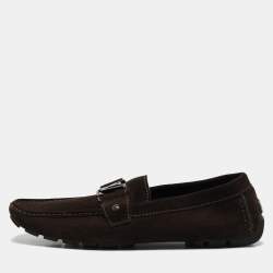 Louis Vuitton Brown Suede Monte Carlo Slip On Loafers Size 42.5