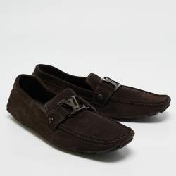 Louis Vuitton Brown Suede Monte Carlo Slip On Loafers Size 42.5
