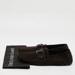 Louis Vuitton Brown Suede Monte Carlo Slip On Loafers Size 42.5