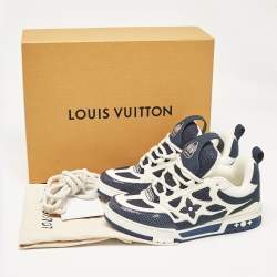 Louis Vuitton Navy Blue Mesh and Suede LV Skate Sneakers Size 41