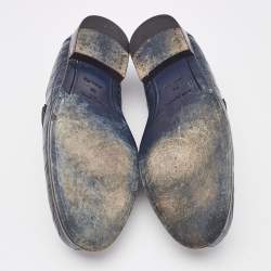 Pre Owned Louis Vuitton Blue Crocodile Major Loafers Size 42.5