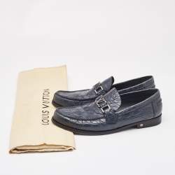 Pre Owned Louis Vuitton Blue Crocodile Major Loafers Size 42.5
