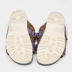 Louis Vuitton Brown Monogram Canvas and Leather Honolulu Slide Sandals Size 43.5