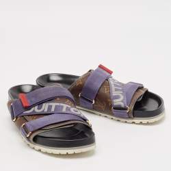 Louis Vuitton Brown Monogram Canvas and Leather Honolulu Slide Sandals Size 43.5