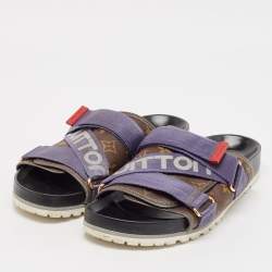 Louis Vuitton Brown Monogram Canvas and Leather Honolulu Slide Sandals Size 43.5