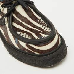 Louis Vuitton Brown Animal Print Calf Hair Creepers Platform Oxfords Size 43