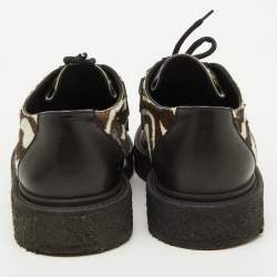 Louis Vuitton Brown Animal Print Calf Hair Creepers Platform Oxfords Size 43