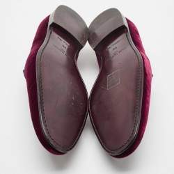 Pre Owned Louis Vuitton Burgundy Velvet Embroidered Auteuil Loafers Size 43.5