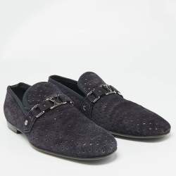 Louis Vuitton Navy Blue Suede Hockenheim Loafers Size 43.5