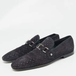 Louis Vuitton Navy Blue Suede Hockenheim Loafers Size 43.5