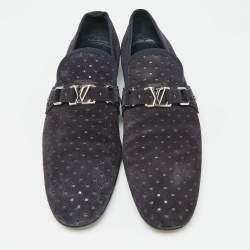 Louis Vuitton Navy Blue Suede Hockenheim Loafers Size 43.5
