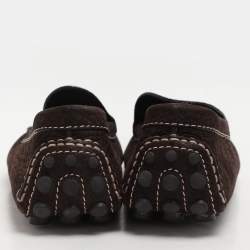 Pre Owned Louis Vuitton Dark Brown Nubuck Leather Loafers Size 40.5