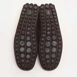 Pre Owned Louis Vuitton Dark Brown Nubuck Leather Loafers Size 40.5