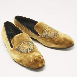 Louis Vuitton Brown Velvet Auteuil Logo Smoking Slippers Size 43