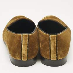 Louis Vuitton Brown Velvet Auteuil Logo Smoking Slippers Size 43
