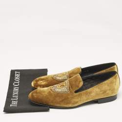 Louis Vuitton Brown Velvet Auteuil Logo Smoking Slippers Size 43