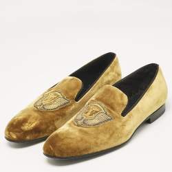 Louis Vuitton Brown Velvet Auteuil Logo Smoking Slippers Size 43