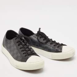 Louis Vuitton Black Damiere Canvas and Leather Low Top Sneakers Size 43.5