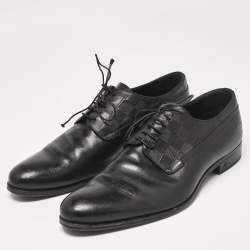 Louis Vuitton Black Damier Embossed Leather Lace Up Oxfords Size 43