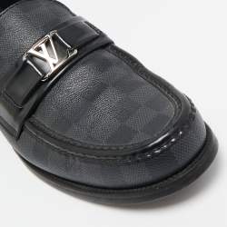 Pre Owned حذاء لوفرز لوي فيتون سانتياغو جلد دامييه منقوش أسود مقاس 41