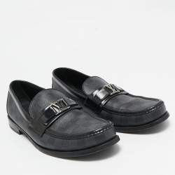 Pre Owned حذاء لوفرز لوي فيتون سانتياغو جلد دامييه منقوش أسود مقاس 41