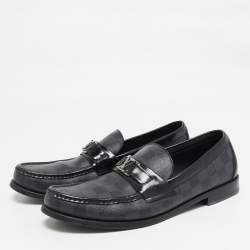 Pre Owned حذاء لوفرز لوي فيتو ن سانتياغو جلد دامييه منقوش أسود مقاس 41