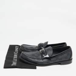 Pre Owned حذاء لوفرز لوي فيتون سانتياغو جلد دامييه منقوش أسود مقاس 41