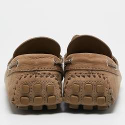 Louis Vuitton Brown Suede  Logo Bow Loafers Size 43