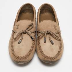 Louis Vuitton Brown Suede  Logo Bow Loafers Size 43