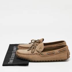 Louis Vuitton Brown Suede  Logo Bow Loafers Size 43