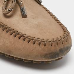 Louis Vuitton Brown Suede  Logo Bow Loafers Size 43