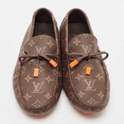 Louis Vuitton Brown Monogram Canvas Driver Loafers Size 40.5