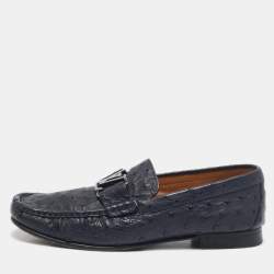 Louis Vuitton Navy Blue Ostrich Leather Monte Carlo Loafers Size 40