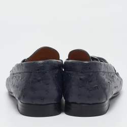 Louis Vuitton Navy Blue Ostrich Leather Monte Carlo Loafers Size 40