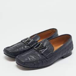 Louis Vuitton Navy Blue Ostrich Leather Monte Carlo Loafers Size 40