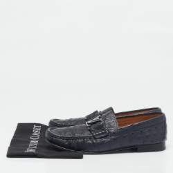 Louis Vuitton Navy Blue Ostrich Leather Monte Carlo Loafers Size 40
