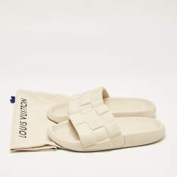 Louis Vuitton Beige Maxi Damier Rubber Waterfront Pool Slides Size 43