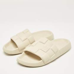 Louis Vuitton Beige Maxi Damier Rubber Waterfront Pool Slides Size 43