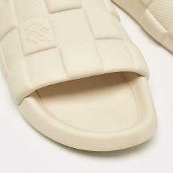 Louis Vuitton Beige Maxi Damier Rubber Waterfront Pool Slides Size 43