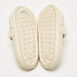 Louis Vuitton Beige Maxi Damier Rubber Waterfront Pool Slides Size 43